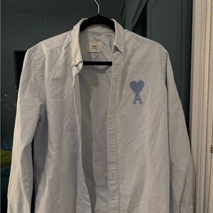 Ami Sky Blue Shirt with Heart Emblem